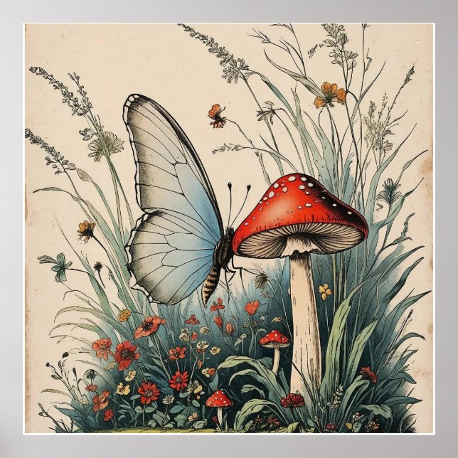 Affiche Papillon sous la Fleur (Devant)
