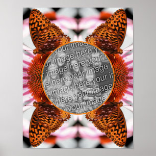 Affiche Papillon sur cadre de fleurs Créez votre propre ph