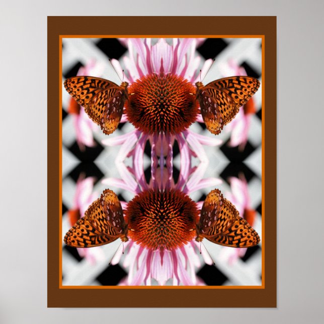 Affiche Papillon sur coneflower Abstrait (Devant)