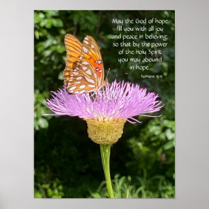 Affiche Papillon sur Fleur avec vers sur l'espérance et la