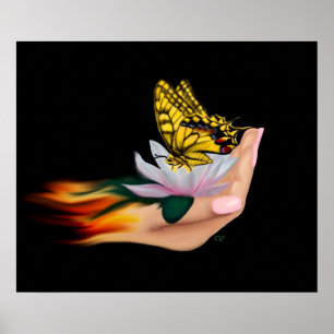 Affiche Papillon sur Lotus Bloom