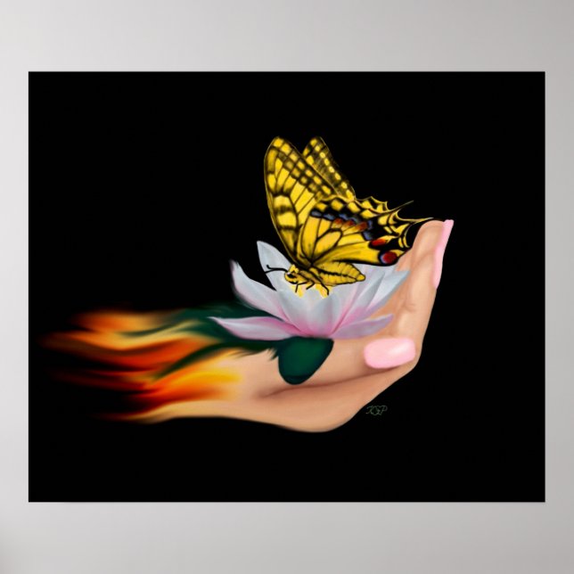 Affiche Papillon sur Lotus Bloom (Devant)