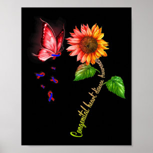 Affiche Papillon Tournesol Maladie Cardiaque Congénitale S