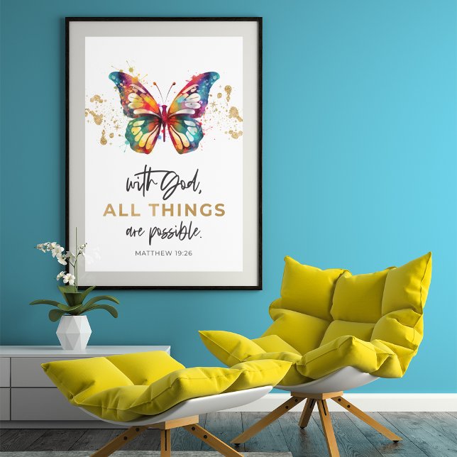 Affiche Papillon Tout est Possible Matthieu 19:26 (Créateur téléchargé)