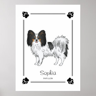 Affiche Papillon Tricolore Mignon Chien Avec Pattes Et Tex