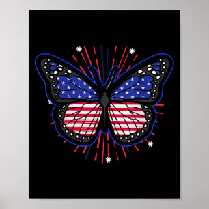 Affiche Papillon USA Drapeau Américain _ Fête de l'Indépen