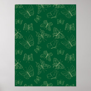 Affiche Papillon vert foncé imprimé, inspiré par la nature