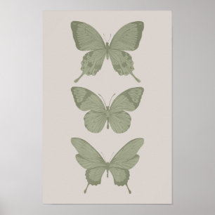 Affiche Papillon vert Mur Art Sage Art Vert Imprimer