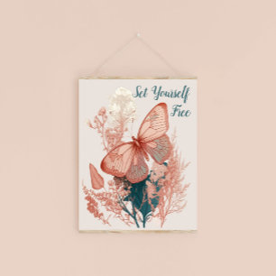 Affiche Papillon Vintage sur Fleur