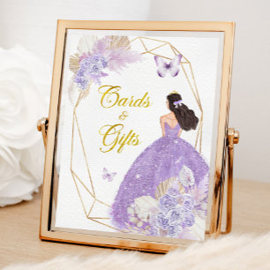 Affiche Papillon violet Boho Quinceañera Cartes et cadeaux