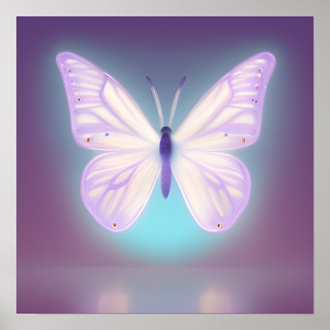 Affiche Papillon violet clair brillant (Devant)