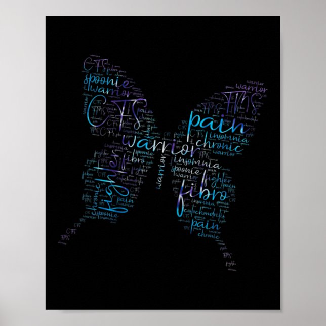 Affiche Papillon violet Fibro Mot de sensibilisation du gu (Devant)