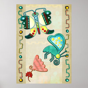 Affiche Papillon Zuni 2 Art folklorique
