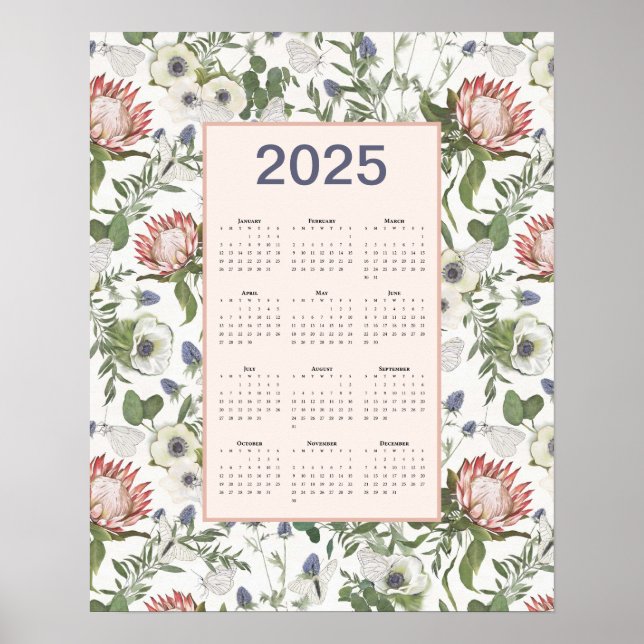 Affiche Papillons à fleurs du calendrier 2025 (Devant)
