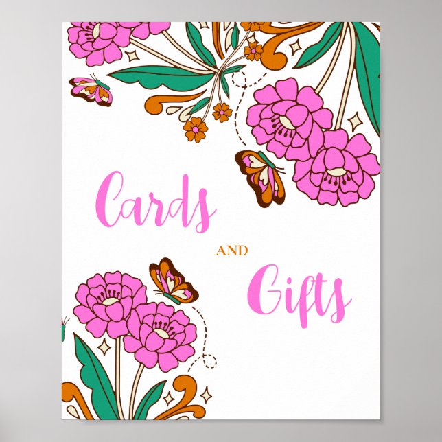 Affiche Papillons Amateurs Pink Floral Script Signal nupti (Devant)