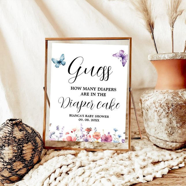 Affiche Papillons Baby shower de devinette gâteau de couch (Créateur téléchargé)