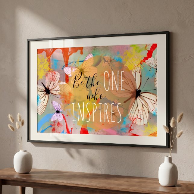 Affiche Papillons blancs peignent des gouttes et des coups (Créateur téléchargé)