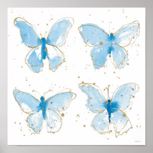 Affiche Papillons bleu Watercolor