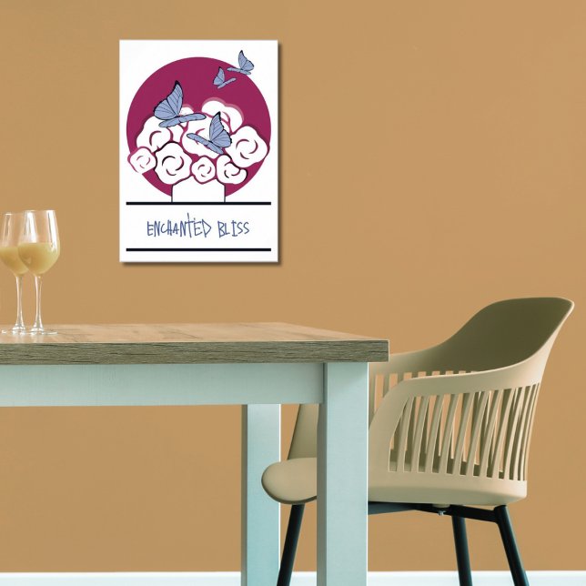 Affiche Papillons Bouquet rose et blanc Bliss enchantés (Bouquet & Butterflies, Enchanted Bliss)
