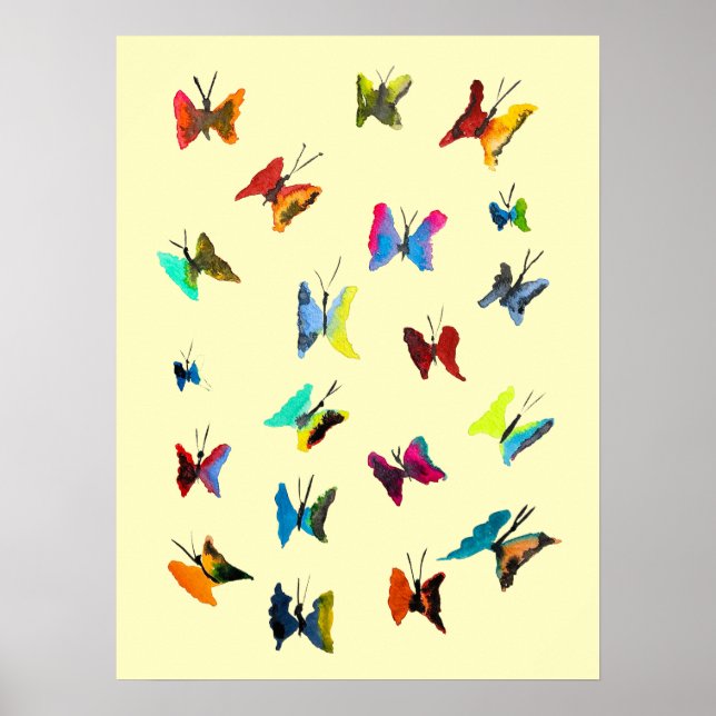 Affiche Papillons couleur aquarelle (Devant)