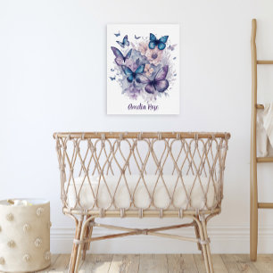 Affiche Papillons d'aquarelle pourpre personnalisée