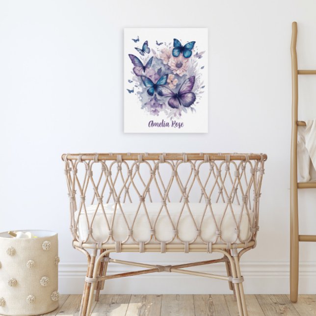 Affiche Papillons d'aquarelle pourpre personnalisée (Créateur téléchargé)