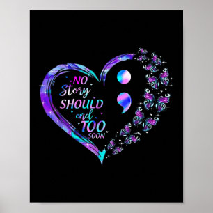Affiche Papillons de sensibilisation au suicide Coeur Semi