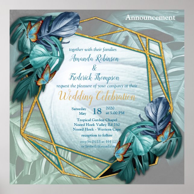 Affiche Papillons du Paradis/Tropical Turquoise Splash (Devant)