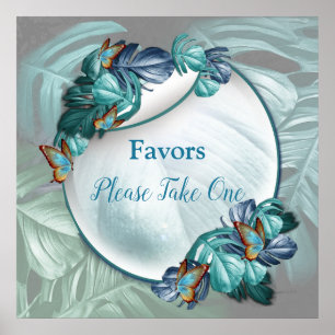 Affiche Papillons du Paradis/Tropical Turquoise Splash