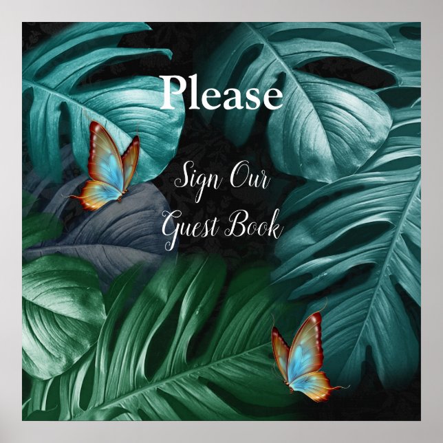 Affiche Papillons du Paradis/Tropical Turquoise Splash (Devant)