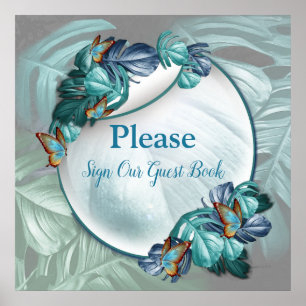 Affiche Papillons du Paradis/Tropical Turquoise Splash