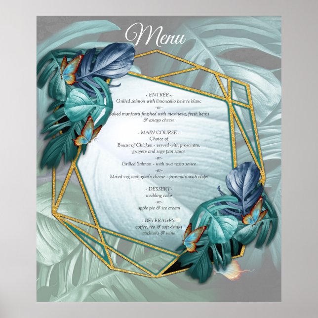 Affiche Papillons du Paradis/Tropical Turquoise Splash (Devant)