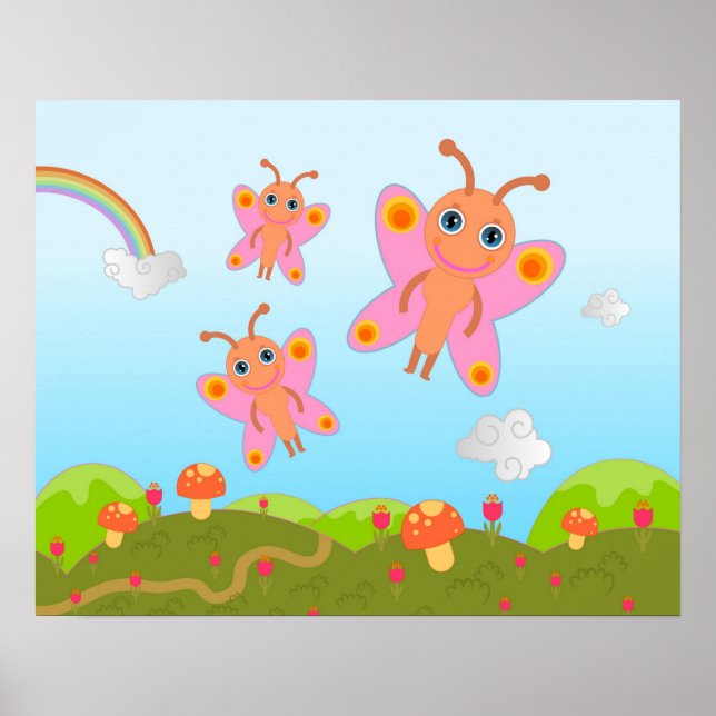 Affiche Papillons et champignons (Devant)