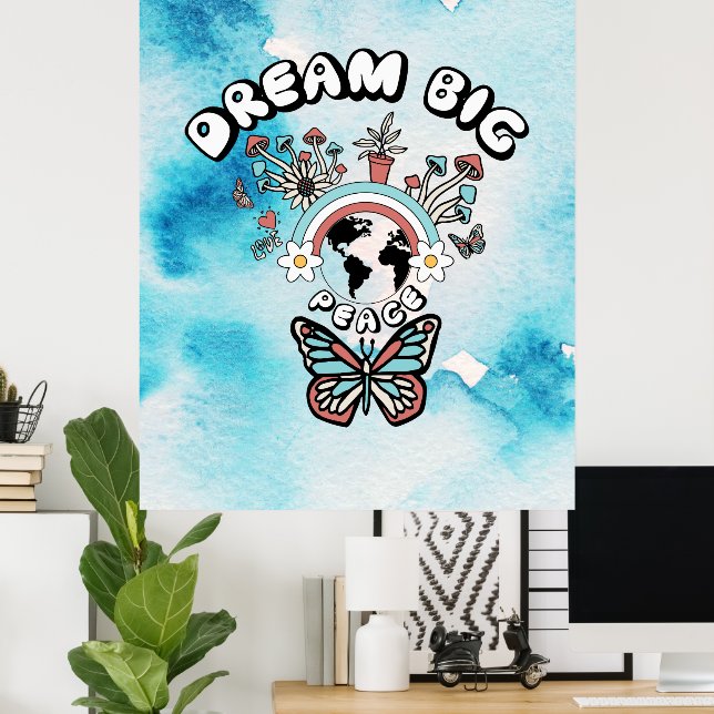 Affiche Papillons et champignons Rêve Big positif inspo (Bureau à domicile)
