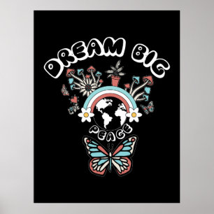 Affiche Papillons et champignons Rêve Big positif inspo