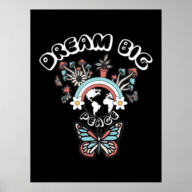 Affiche Papillons et champignons Rêve Big positif inspo (Devant)