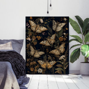 Affiche Papillons et fleurs botaniques vintage