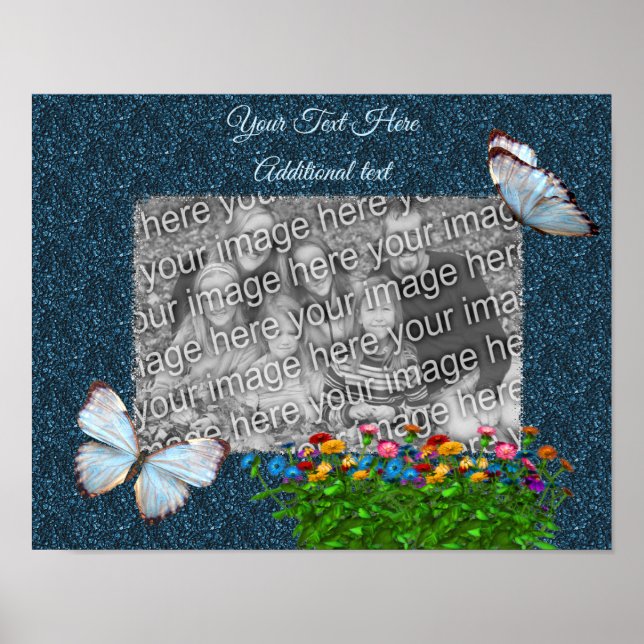 Affiche Papillons Et Fleurs Cadres Ajouter Votre Photo (Devant)
