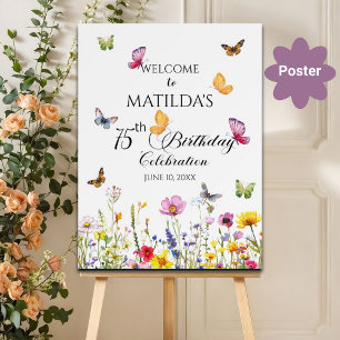 Affiche Papillons et Fleurs sauvages 75e anniversaire Bien