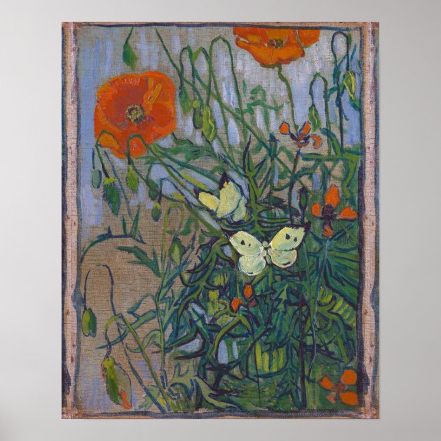 Affiche Papillons et papillons par Vincent van Gogh (Devant)