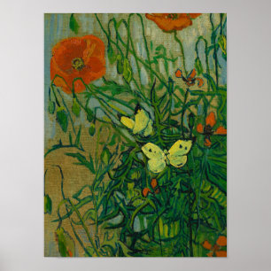 Affiche Papillons et pavots, 1889 par Vincent van Gogh