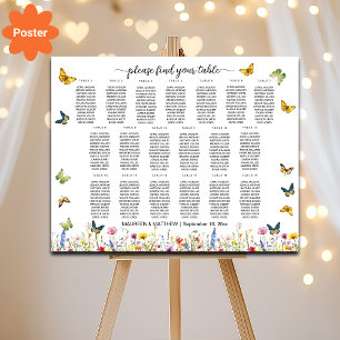 Affiche Papillons fleur sauvage 19 Tables Siège Mariage