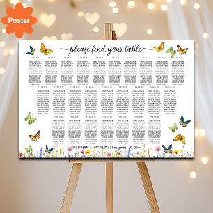 Affiche Papillons fleur sauvage 26 Tables Siège Mariage