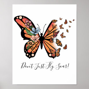 Affiche Papillons Fleurs Motivationnel Inspirant