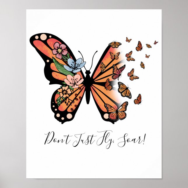 Affiche Papillons Fleurs Motivationnel Inspirant  (Devant)