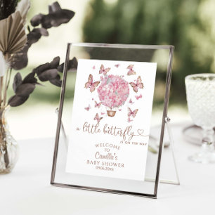 Affiche Papillons floraux roses Baby shower fille