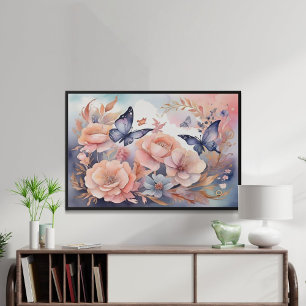 Affiche Papillons floraux Whimsical Jouer Conception