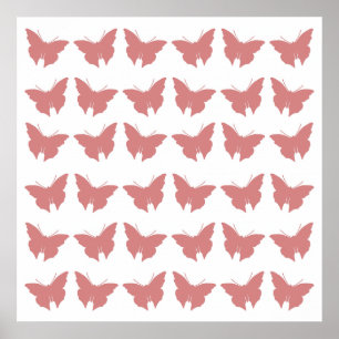 Affiche Papillons gras rose
