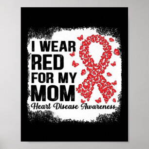 Affiche Papillons Je Porte Le Rouge Pour Ma Mère Maladie C