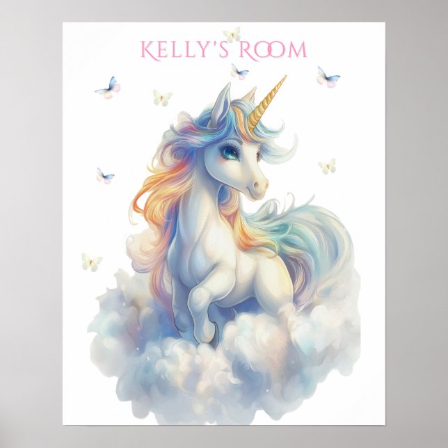 Affiche Papillons Licorne Arc-en-ciel   (Devant)